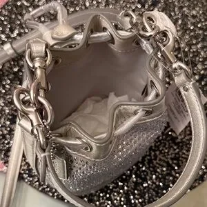 Coach | Bags | Coach Metallic Rhinestone Silver Mini Bucket Bag | Poshmark